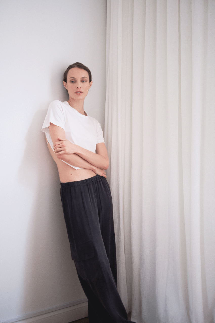 Load image into Gallery viewer, Drawstring Cargo Pant - Washed Black
